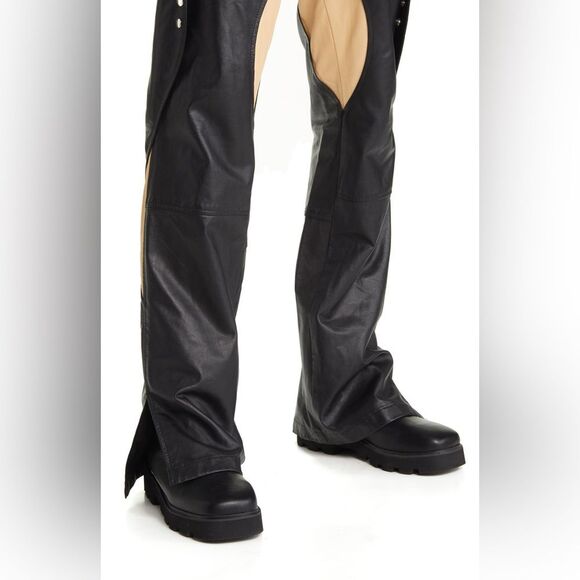 Head of State Black Genuine Leather Motorcycle lyabo Pants 34 - Picture 10 of 16